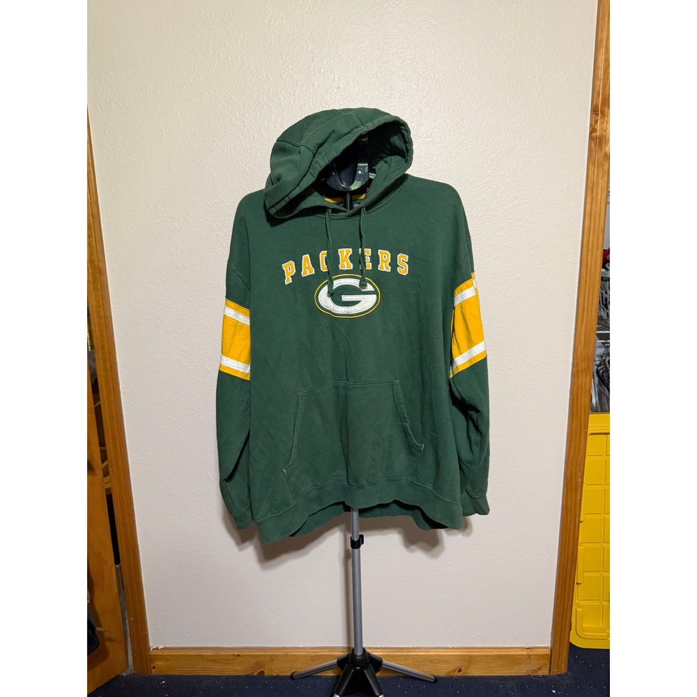 NFL Team Apparel Green Bay Packers Hoodie Mens 2XL Green Gold Fleece Sweatshirt